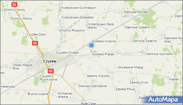 mapa Godlewo-Piętaki, Godlewo-Piętaki na mapie Targeo