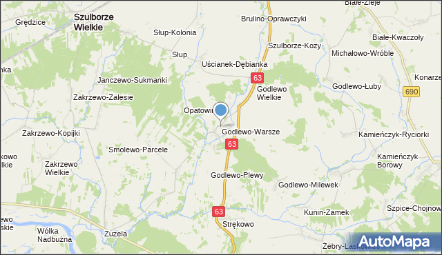 mapa Godlewo-Warsze, Godlewo-Warsze na mapie Targeo