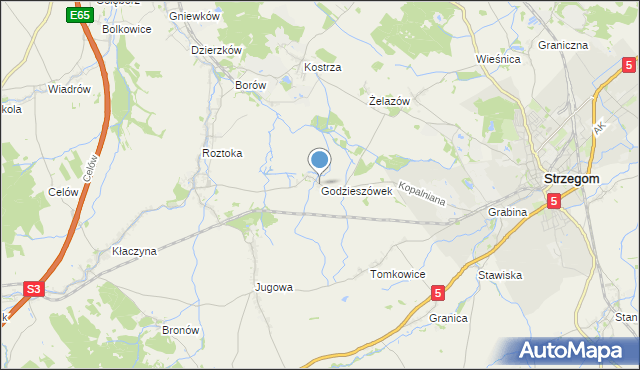 mapa Godzieszówek, Godzieszówek na mapie Targeo