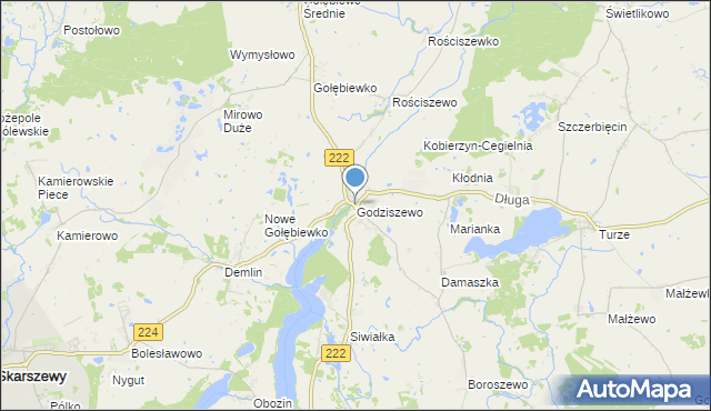 mapa Godziszewo, Godziszewo gmina Skarszewy na mapie Targeo
