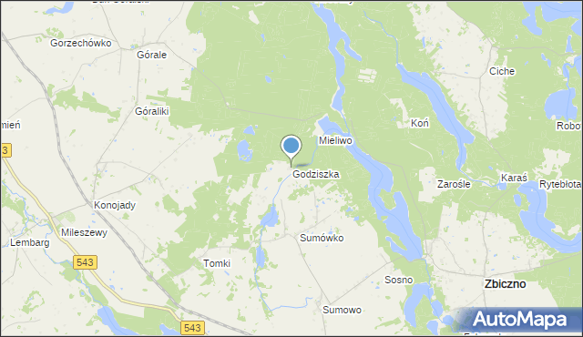 mapa Godziszka, Godziszka gmina Zbiczno na mapie Targeo