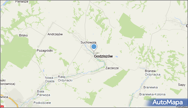 mapa Godziszów, Godziszów powiat janowski na mapie Targeo