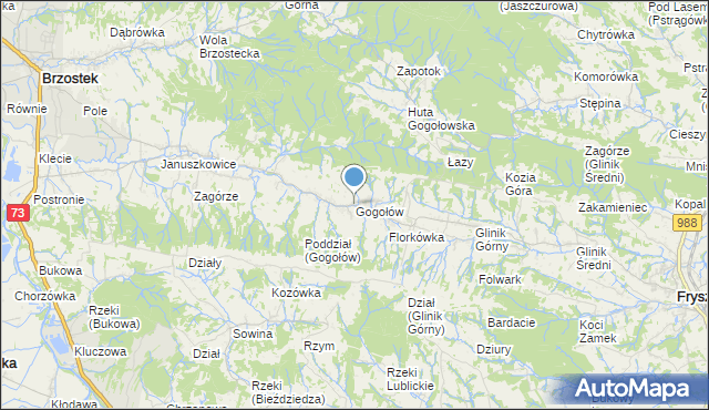 mapa Gogołów, Gogołów gmina Frysztak na mapie Targeo