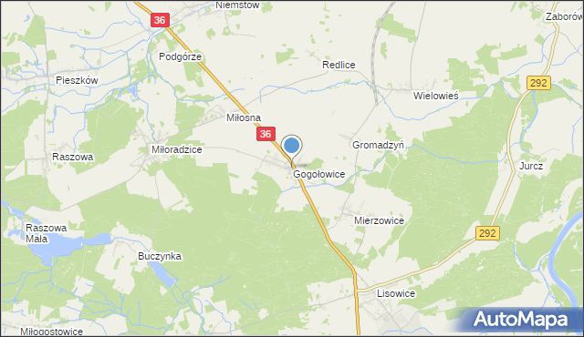 mapa Gogołowice, Gogołowice gmina Lubin na mapie Targeo