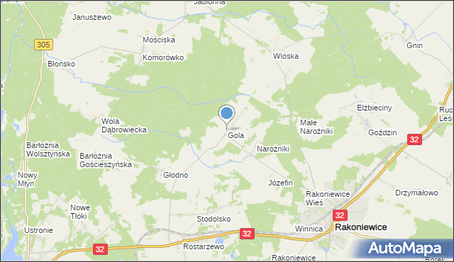 mapa Gola, Gola gmina Rakoniewice na mapie Targeo