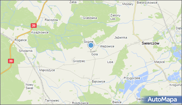 mapa Gola, Gola gmina Świerczów na mapie Targeo