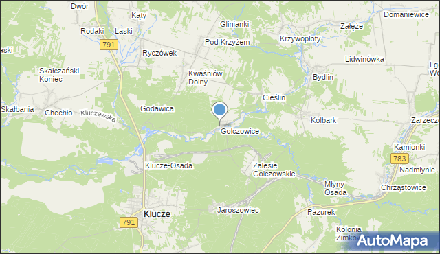 mapa Golczowice, Golczowice gmina Klucze na mapie Targeo