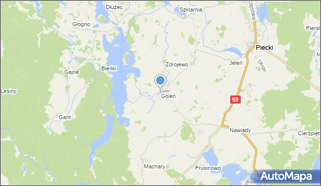mapa Goleń, Goleń gmina Piecki na mapie Targeo