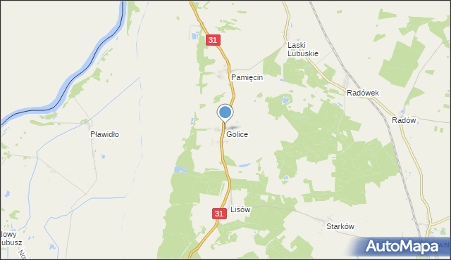 mapa Golice, Golice gmina Słubice na mapie Targeo