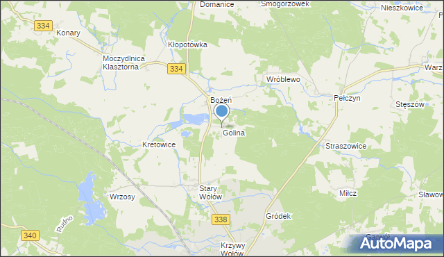 mapa Golina, Golina gmina Wołów na mapie Targeo