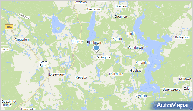 mapa Gołogóra, Gołogóra gmina Polanów na mapie Targeo