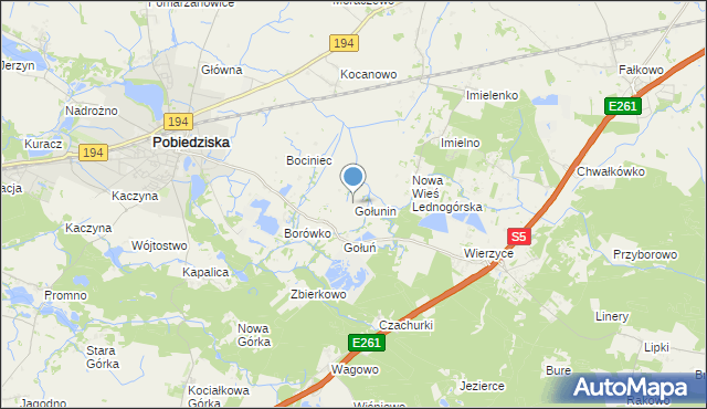 mapa Gołunin, Gołunin na mapie Targeo