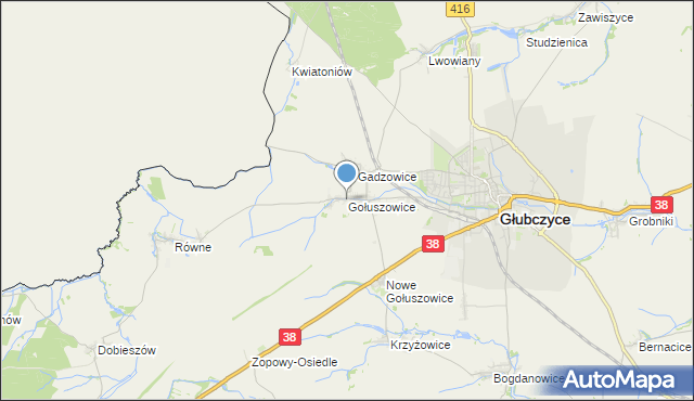 mapa Gołuszowice, Gołuszowice na mapie Targeo