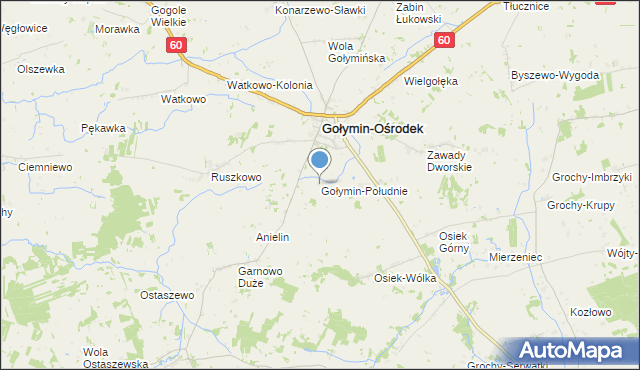 mapa Gołymin-Południe, Gołymin-Południe na mapie Targeo