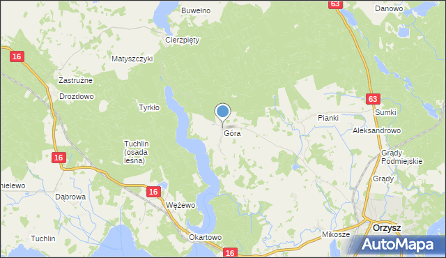 mapa Góra, Góra gmina Orzysz na mapie Targeo