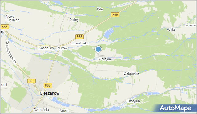 mapa Gorajec, Gorajec gmina Cieszanów na mapie Targeo