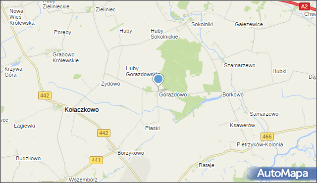 mapa Gorazdowo, Gorazdowo gmina Kołaczkowo na mapie Targeo