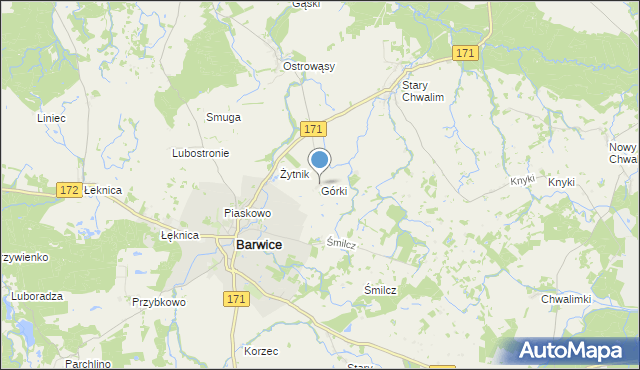 mapa Górki, Górki gmina Barwice na mapie Targeo