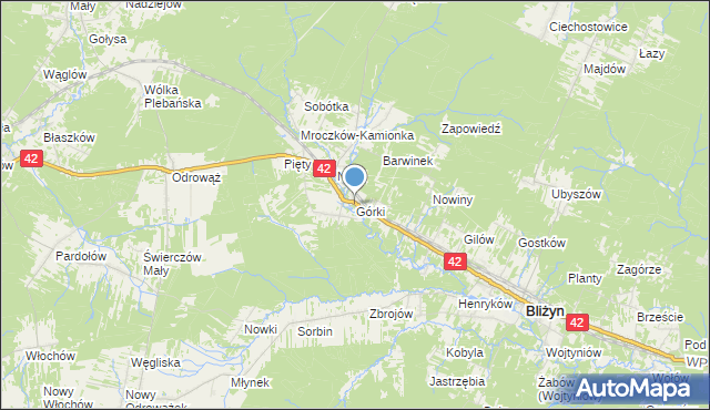 mapa Górki, Górki gmina Bliżyn na mapie Targeo