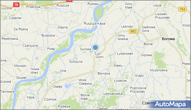 mapa Górki, Górki gmina Borowa na mapie Targeo