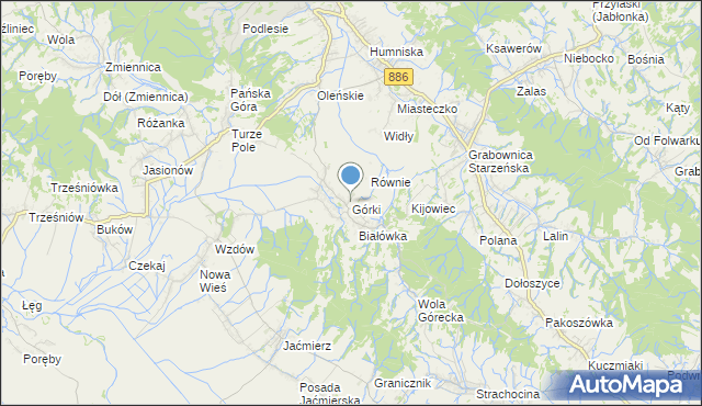 mapa Górki, Górki gmina Brzozów na mapie Targeo