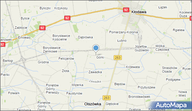 mapa Górki, Górki gmina Kłodawa na mapie Targeo