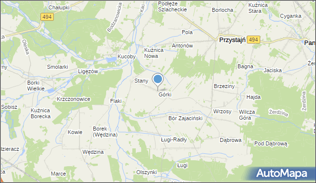 mapa Górki, Górki gmina Przystajń na mapie Targeo