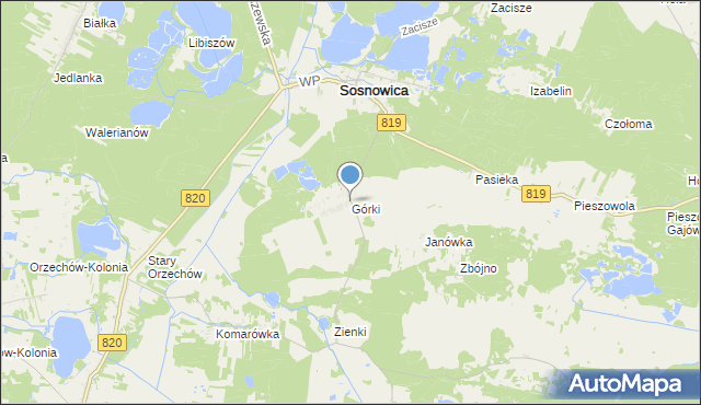 mapa Górki, Górki gmina Sosnowica na mapie Targeo