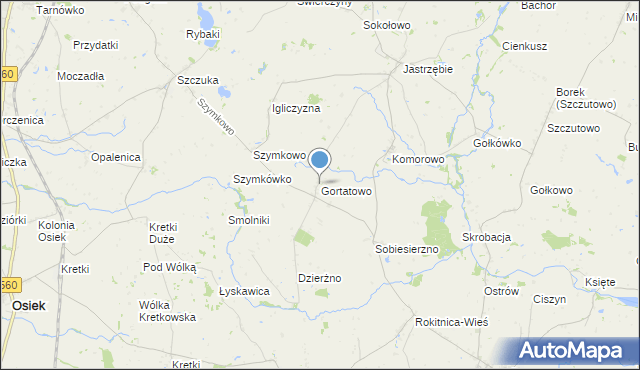 mapa Gortatowo, Gortatowo gmina Brodnica na mapie Targeo