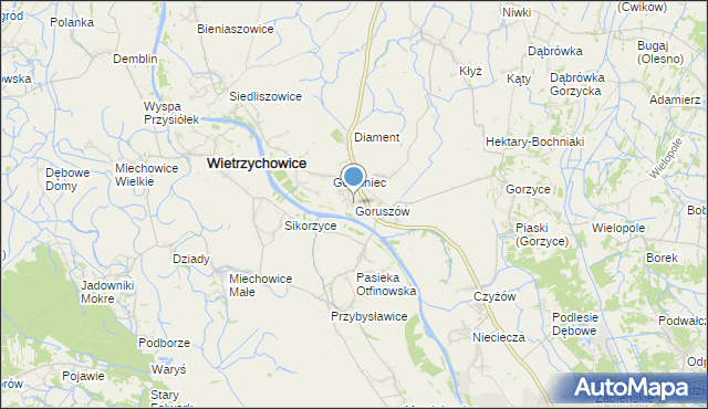 mapa Goruszów, Goruszów na mapie Targeo