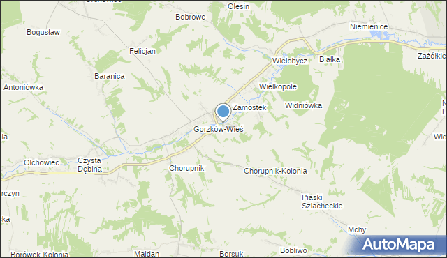 mapa Góry, Góry gmina Gorzków na mapie Targeo