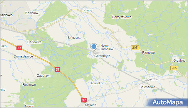 mapa Gorzebądz, Gorzebądz gmina Darłowo na mapie Targeo