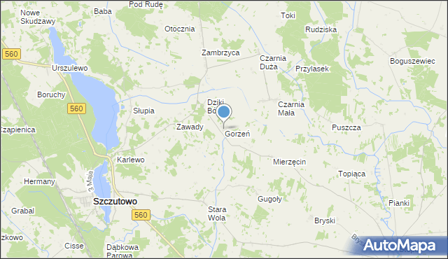 mapa Gorzeń, Gorzeń gmina Szczutowo na mapie Targeo