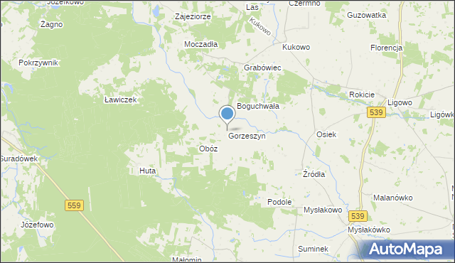 mapa Gorzeszyn, Gorzeszyn na mapie Targeo