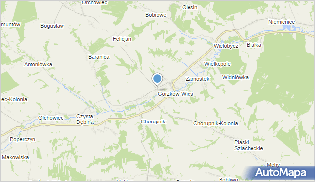 mapa Gorzków-Wieś, Gorzków-Wieś na mapie Targeo
