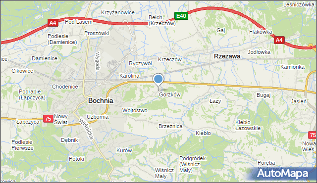 mapa Gorzków, Gorzków gmina Bochnia na mapie Targeo