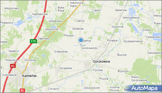 mapa Gorzkowiczki, Gorzkowiczki na mapie Targeo