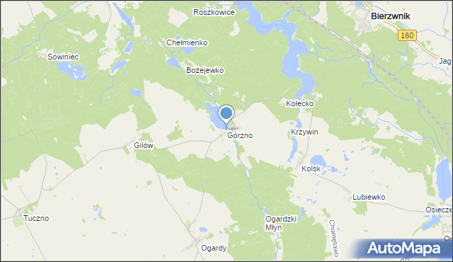 mapa Górzno, Górzno gmina Bierzwnik na mapie Targeo