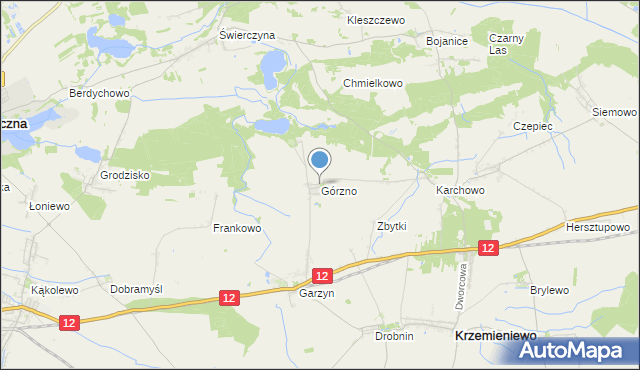 mapa Górzno, Górzno gmina Krzemieniewo na mapie Targeo