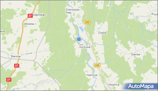 mapa Gorzupia, Gorzupia gmina Żagań na mapie Targeo