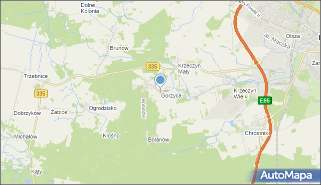 mapa Gorzyca, Gorzyca gmina Lubin na mapie Targeo