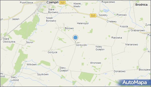 mapa Gorzyczki, Gorzyczki gmina Czempiń na mapie Targeo