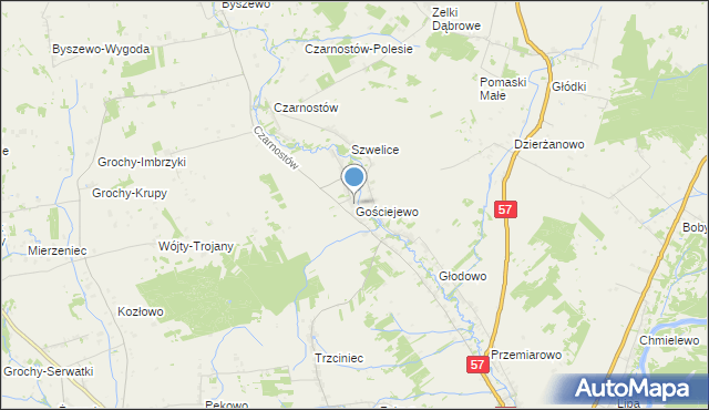 mapa Gościejewo, Gościejewo gmina Karniewo na mapie Targeo