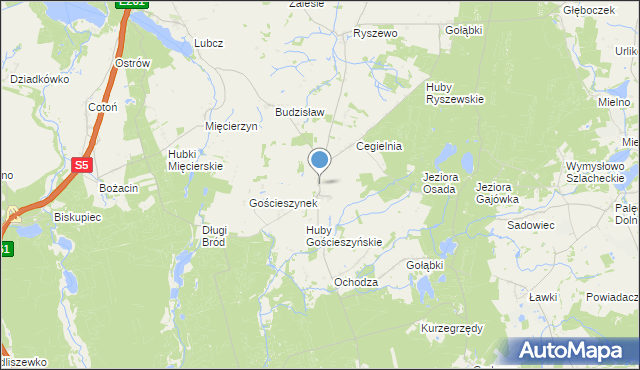 mapa Gościeszyn, Gościeszyn gmina Rogowo na mapie Targeo
