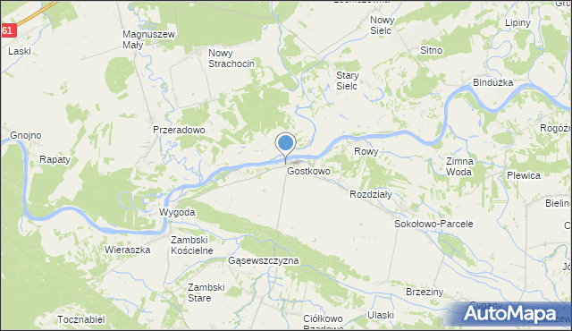mapa Gostkowo, Gostkowo gmina Obryte na mapie Targeo