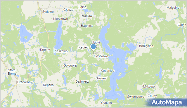 mapa Gostkowo, Gostkowo gmina Polanów na mapie Targeo