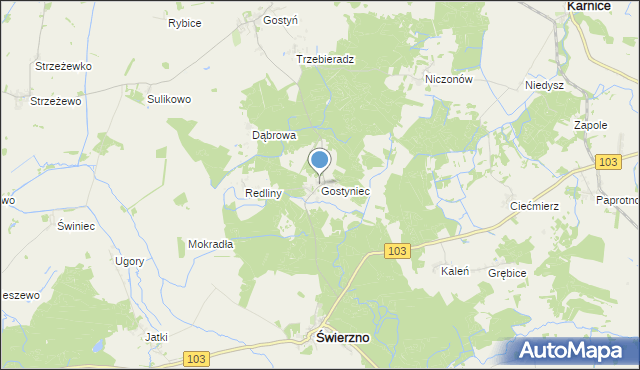 mapa Gostyniec, Gostyniec na mapie Targeo