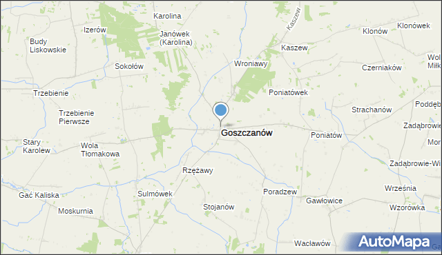 mapa Goszczanów, Goszczanów na mapie Targeo