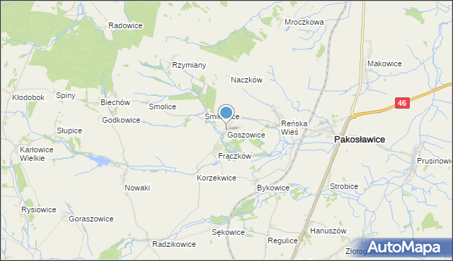 mapa Goszowice, Goszowice na mapie Targeo