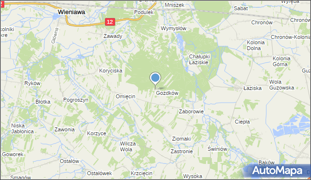 mapa Gozdków, Gozdków gmina Orońsko na mapie Targeo